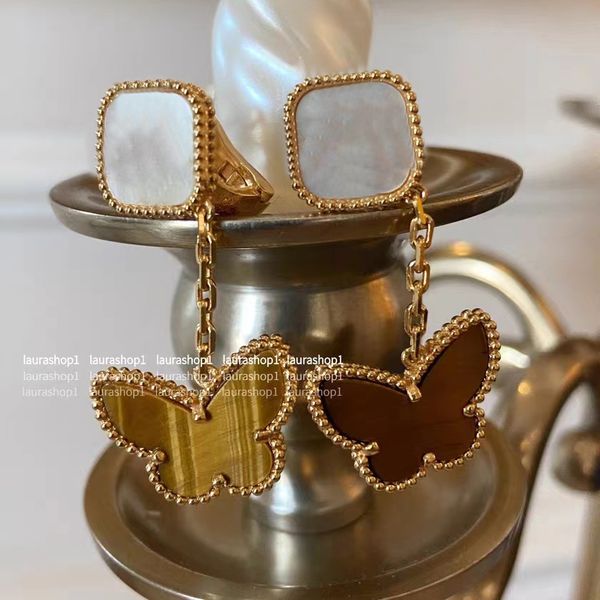 butterfly dangle clover earrings fashion brand mother-of-pearl tiger eye stone earrings girl ear studs wedding gift jewelry accessories, Silver
butterfly dangle clover earrings fashion brand mother-of-pearl tiger eye stone earrings girl ear studs wedding gift jewelry accessories, Silver