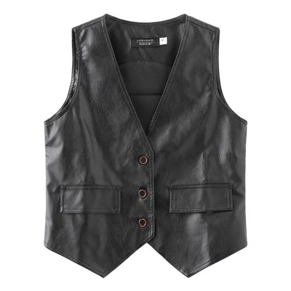 vests women autumn winter new fashion pu leather vest female solid vneck button sleeveless vests ladies casual short waistcoat a169, Black;white
vests women autumn winter new fashion pu leather vest female solid vneck button sleeveless vests ladies casual short waistcoat a169, Black;white
