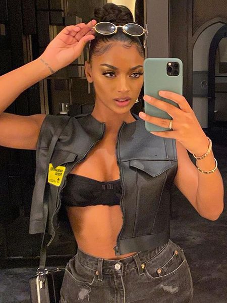 vests sifreyr black pu leather cropped jacket vest women fashion printed zip up sleeveless jacket 2022 streetwear party waistcoat, Black;white
vests sifreyr black pu leather cropped jacket vest women fashion printed zip up sleeveless jacket 2022 streetwear party waistcoat, Black;white