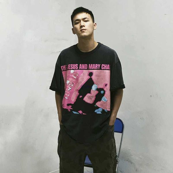 men's t-shirts american high street saint michael cho abstract character vintage washed old short sleeve t-shirt fqxe, White;black
men's t-shirts american high street saint michael cho abstract character vintage washed old short sleeve t-shirt fqxe, White;black
