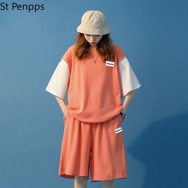 dress summer false two matching sets for women short sleeve casual clothing suit fashion female solid straight sportswear outfits, White
dress summer false two matching sets for women short sleeve casual clothing suit fashion female solid straight sportswear outfits, White