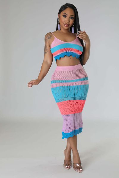 two piece dress summer beach wear knit rib 2 piece set women color block sling crop long skirts skinny night club outfits sets 230421, White
two piece dress summer beach wear knit rib 2 piece set women color block sling crop long skirts skinny night club outfits sets 230421, White