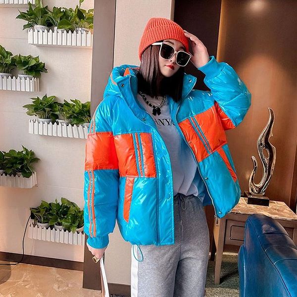 leather winter jacket women warm cottonpadded coat patchwork contrast color stand collar hooded long sleeve female cotton parka outwear, Black
leather winter jacket women warm cottonpadded coat patchwork contrast color stand collar hooded long sleeve female cotton parka outwear, Black