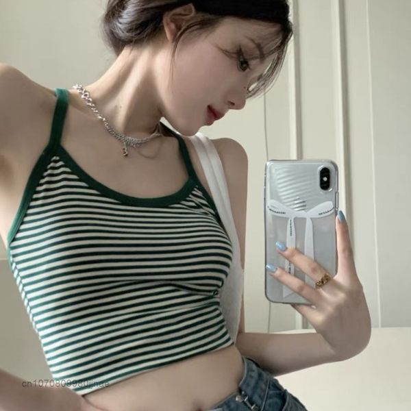 camisoles tanks summer knitted tank women striped spicy girl halterneck camisole with chest pad streetwear casual comfortable clothes y2k 2, Black;white
camisoles tanks summer knitted tank women striped spicy girl halterneck camisole with chest pad streetwear casual comfortable clothes y2k 2, Black;white