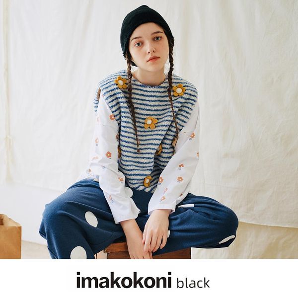 vests imakokoni original striped flower lamb fur vest autumn allmatch women's sleeveless waistcoat 213444, Black;white
vests imakokoni original striped flower lamb fur vest autumn allmatch women's sleeveless waistcoat 213444, Black;white