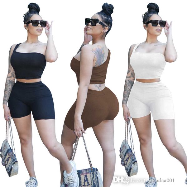 womens one shoulder shorts sportwear special pit strip thread cloth casual girl sports two piece set, Gray
womens one shoulder shorts sportwear special pit strip thread cloth casual girl sports two piece set, Gray