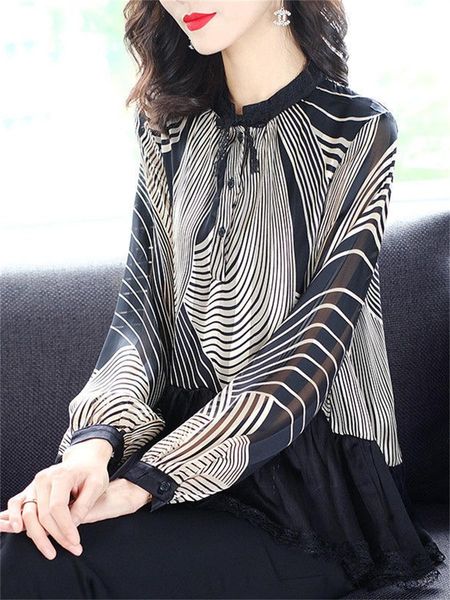t-shirt woman spring autumn style chiffon blouses lady casual long sleeve stand collar striped print loose long blusas df4511, White
t-shirt woman spring autumn style chiffon blouses lady casual long sleeve stand collar striped print loose long blusas df4511, White