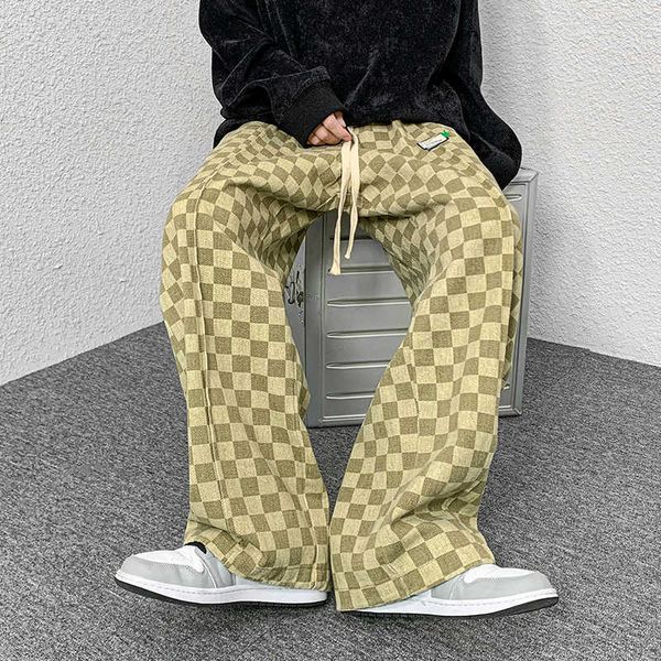 men's pants 2023 youth streetwear black plaid mens joggers straight harem pants hip hop trousers j230420
men's pants 2023 youth streetwear black plaid mens joggers straight harem pants hip hop trousers j230420