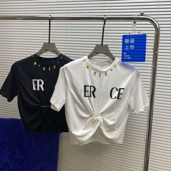 spring and summer hardware pendant pins, letter printing, short sleeve t-shirts, women's umbilical, slim short half sleeve, european a, White
spring and summer hardware pendant pins, letter printing, short sleeve t-shirts, women's umbilical, slim short half sleeve, european a, White