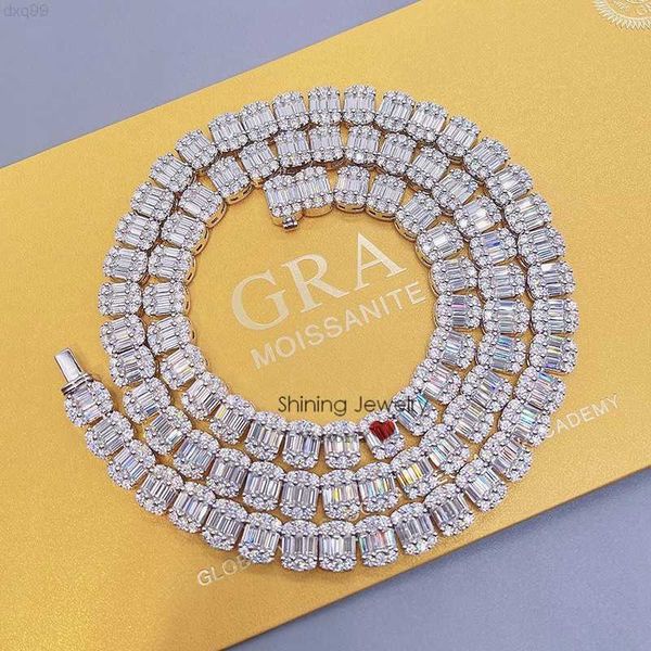 real 925 sterling silver 9mm tennis chain baguette diamond necklace 
real 925 sterling silver 9mm tennis chain baguette diamond necklace