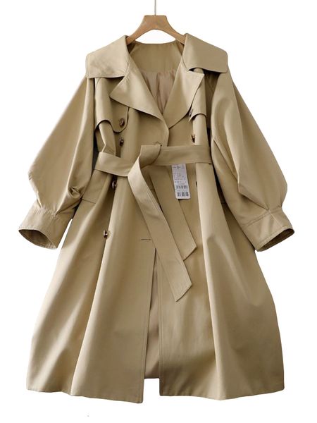 women's trench coat's jackets double breasted long female coat classic lapel sleeve windproof overcoat with belt autumn streetwear, Tan;black
women's trench coat's jackets double breasted long female coat classic lapel sleeve windproof overcoat with belt autumn streetwear, Tan;black