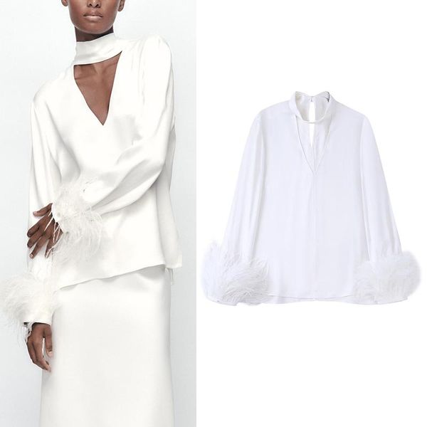 t-shirt 2022 autumn women silk satin texture cutout shirt versatile feather long sleeve o neck bow lacing female shirt chic hh7092, White
t-shirt 2022 autumn women silk satin texture cutout shirt versatile feather long sleeve o neck bow lacing female shirt chic hh7092, White