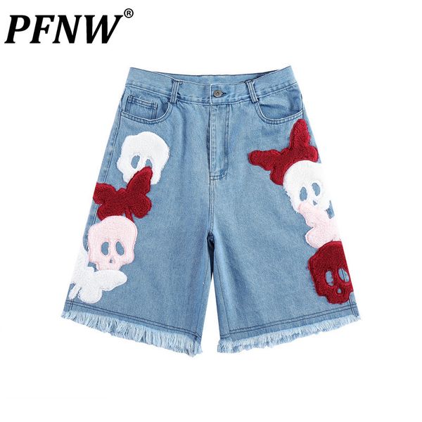 men's shorts pfnw spring summer men's skull embroidery darkwear denim shorts casual tassel hip hop baggy jeans knee length 12aa779, White;black
men's shorts pfnw spring summer men's skull embroidery darkwear denim shorts casual tassel hip hop baggy jeans knee length 12aa779, White;black