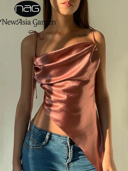 t-shirt newasia summer women y2k crop solid color satin cowl neck irregular backless bandage tank girls beach party outfits, White
t-shirt newasia summer women y2k crop solid color satin cowl neck irregular backless bandage tank girls beach party outfits, White