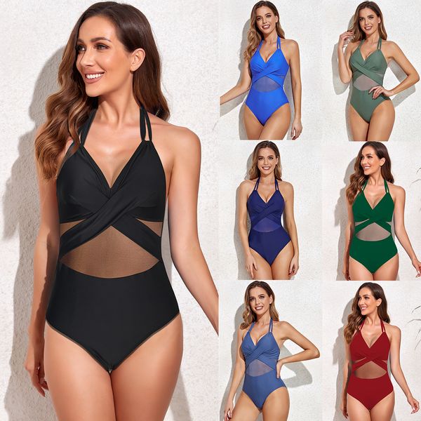 women's one piece swimsuit striped scoop neck cross back beachwear biniki cover up swimwear bathing suits for women, White;black
women's one piece swimsuit striped scoop neck cross back beachwear biniki cover up swimwear bathing suits for women, White;black