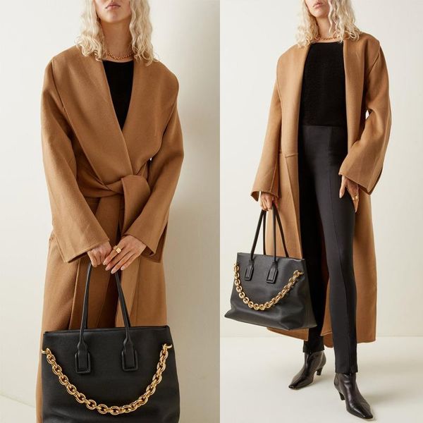 fur new products for autumn and winter woolen coat lapel wide belt laceup bathrobe coat wool doublesided woolen coat, Black
fur new products for autumn and winter woolen coat lapel wide belt laceup bathrobe coat wool doublesided woolen coat, Black