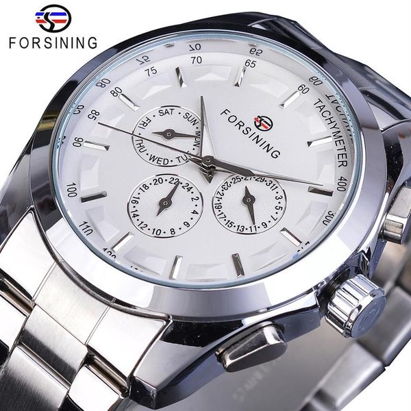 forsining silver white male mechanical watch 3 sub dial luminous hands date stainless steel band man business sport montre homme246r, Slivery;brown
forsining silver white male mechanical watch 3 sub dial luminous hands date stainless steel band man business sport montre homme246r, Slivery;brown
