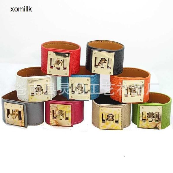 hermm designer bracelet male and female couple style personalized punk zinc alloy simple leather wide bracelet, Golden;silver
hermm designer bracelet male and female couple style personalized punk zinc alloy simple leather wide bracelet, Golden;silver