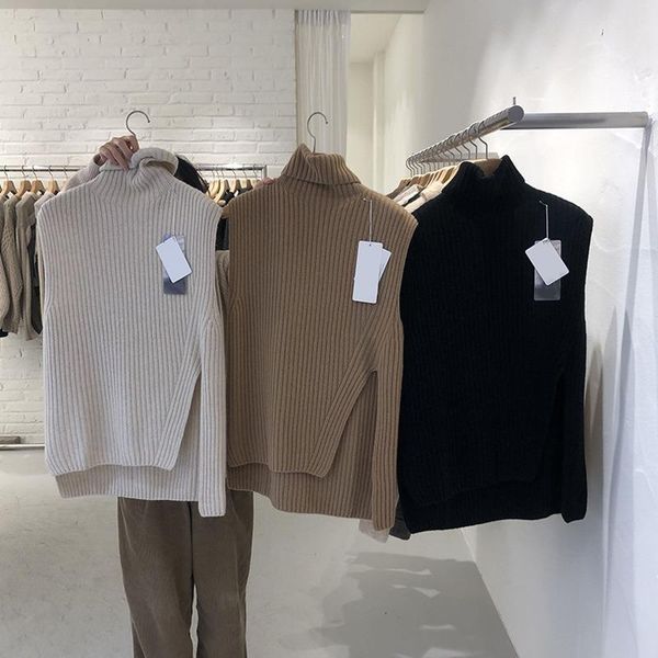 vests korean chic casual split sweater vest women turtleneck split sleeveless knitted waistcoat 2022 fall winter solid elegant gilet, Black;white
vests korean chic casual split sweater vest women turtleneck split sleeveless knitted waistcoat 2022 fall winter solid elegant gilet, Black;white