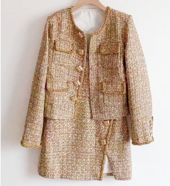 two piece dress aw arrive women two pieces sets camel golden tweed round neck coat slip mini dress with sequins and diamonds 230421, White
two piece dress aw arrive women two pieces sets camel golden tweed round neck coat slip mini dress with sequins and diamonds 230421, White