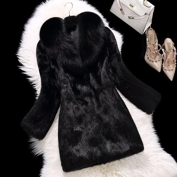 fur natural fur full pelt rabbit fur coat with fox fur collar women long fox fur jacket f1980, Black
fur natural fur full pelt rabbit fur coat with fox fur collar women long fox fur jacket f1980, Black