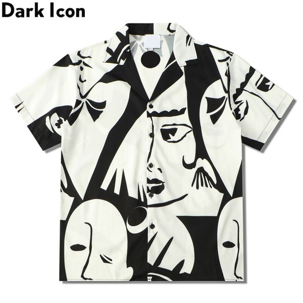 men's casual shirts dark icon printed vintage street shirt summer polo man male 230421, White;black
men's casual shirts dark icon printed vintage street shirt summer polo man male 230421, White;black