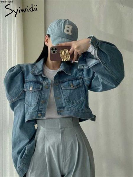 women's jackets syiwidii vintage denim for women 2023 loose single breasted turn down collar puff sleeve korean fashion crop coat, Black;brown
women's jackets syiwidii vintage denim for women 2023 loose single breasted turn down collar puff sleeve korean fashion crop coat, Black;brown