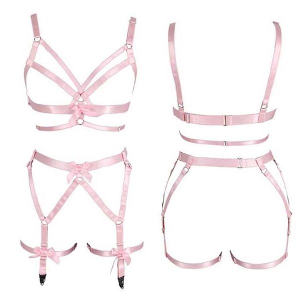 women pink bow full body harness bra elastic plus size cupless bra hollow out strappy garter belt punk gothic lingerie set s0233p, Red;black
women pink bow full body harness bra elastic plus size cupless bra hollow out strappy garter belt punk gothic lingerie set s0233p, Red;black