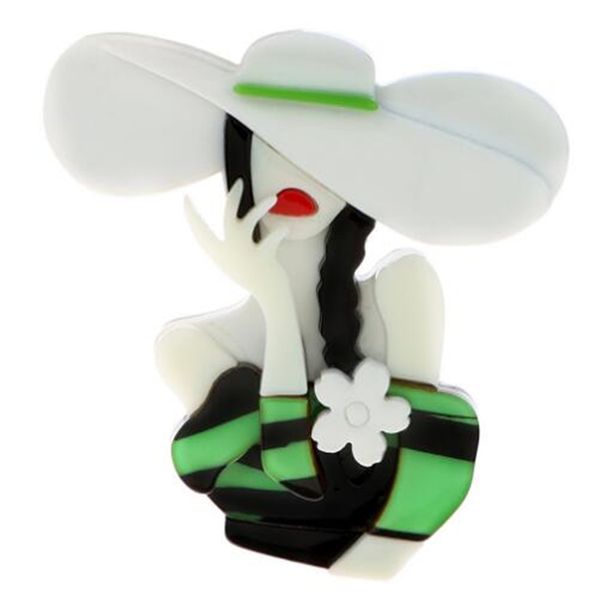 european and american acrylic women's brooch dual color wearing large sun hat brooch gift fashion jewelry ae705, Gray
european and american acrylic women's brooch dual color wearing large sun hat brooch gift fashion jewelry ae705, Gray