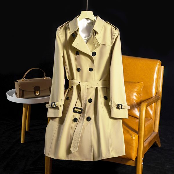 women's trench coats 2023 spring and autumn long double breasted british waterproof jacket 230421, Tan;black
women's trench coats 2023 spring and autumn long double breasted british waterproof jacket 230421, Tan;black