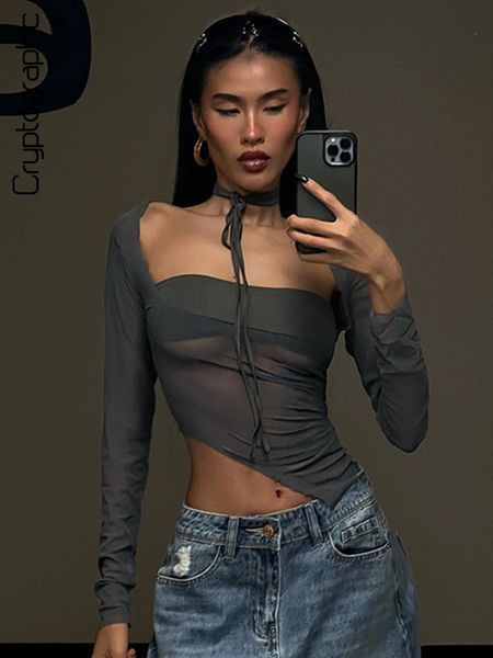 women's t-shirt cryptographic fashion mesh sheer halter women square collar short sleeve t-shirts tee cropped y2k club party streetwea, White
women's t-shirt cryptographic fashion mesh sheer halter women square collar short sleeve t-shirts tee cropped y2k club party streetwea, White