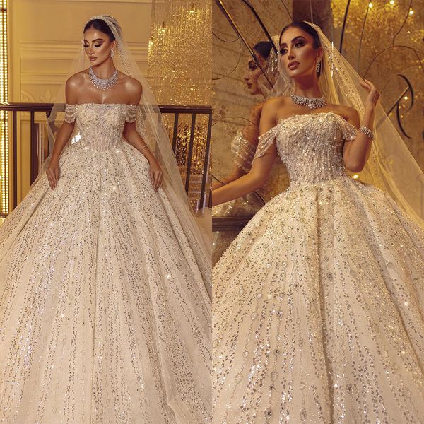 elegant ball gown wedding dresses off shoulder beading sequins appliques lace bridal gowns custom made sweep train vestido de novia, White
elegant ball gown wedding dresses off shoulder beading sequins appliques lace bridal gowns custom made sweep train vestido de novia, White
