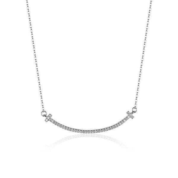 designer925 sterling silver pendant 1 mozanne diamond necklace women's fashion tiffy smile collar chain, Black
designer925 sterling silver pendant 1 mozanne diamond necklace women's fashion tiffy smile collar chain, Black