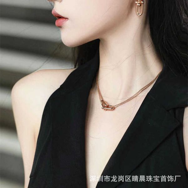 designertiffy hardwear necklace series shen xiulian's same horseshoe buckle necklace rose gold lock bone chain female, Black
designertiffy hardwear necklace series shen xiulian's same horseshoe buckle necklace rose gold lock bone chain female, Black