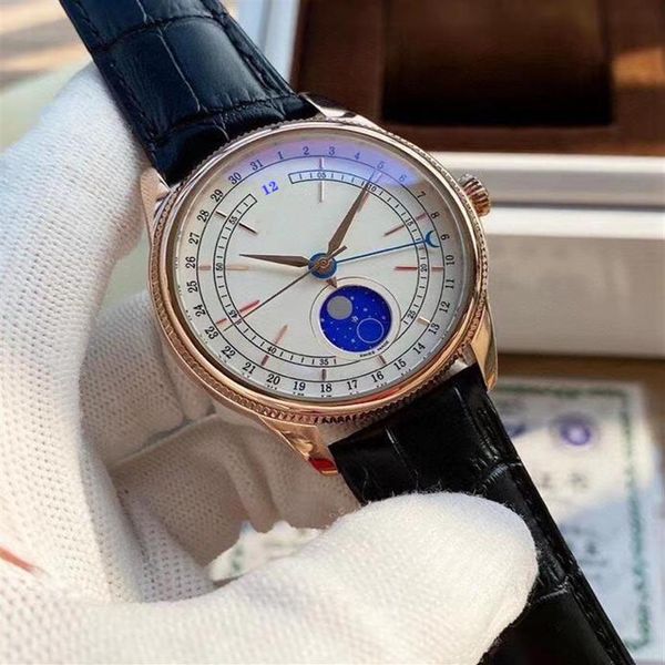 men's watch automatic mechanical 18k rose gold moon phase date watches 39mm crocodile pattern pin buckle high-end wristband235w, Slivery;brown
men's watch automatic mechanical 18k rose gold moon phase date watches 39mm crocodile pattern pin buckle high-end wristband235w, Slivery;brown