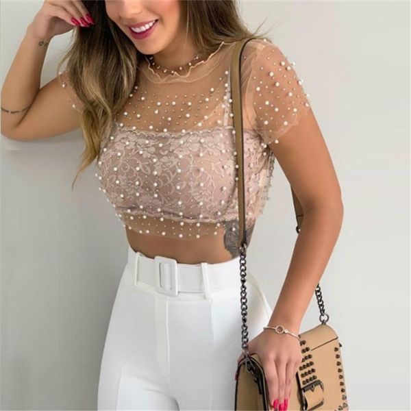 t-shirt nclagen pearl beading bling rhinestone see through crop summer mesh t shirt women party beach holiday lace streetwear, White
t-shirt nclagen pearl beading bling rhinestone see through crop summer mesh t shirt women party beach holiday lace streetwear, White