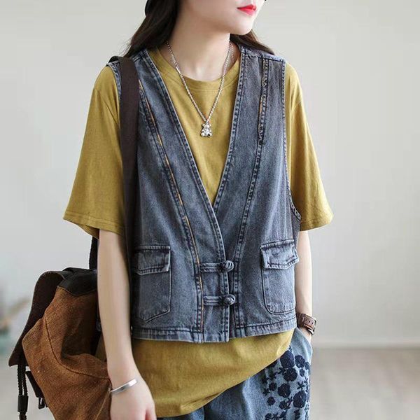 vests korean version retro thin denim vest spring summer women's clothing loose plus size coat short chinese style handmade buckle, Black;white
vests korean version retro thin denim vest spring summer women's clothing loose plus size coat short chinese style handmade buckle, Black;white