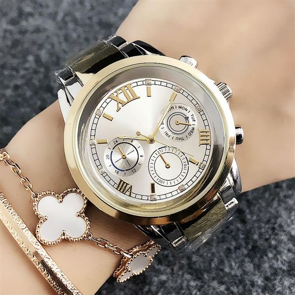fashion brand wrist watch for women's girl 3 dials style steel metal band quartz watches tom 6766258c, Slivery;brown
fashion brand wrist watch for women's girl 3 dials style steel metal band quartz watches tom 6766258c, Slivery;brown