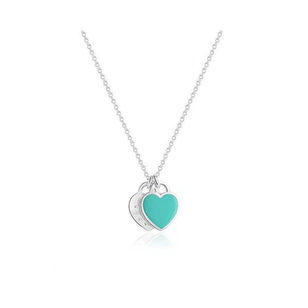 designers925 sterling silver tiffy enamel red blue pink double heart necklace peach shaped collarbone chain valentine's day gift, Black
designers925 sterling silver tiffy enamel red blue pink double heart necklace peach shaped collarbone chain valentine's day gift, Black