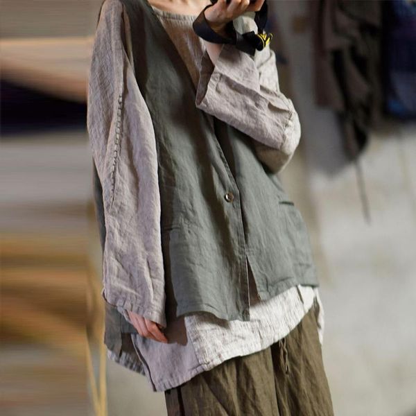 vests johnature women vintage linen vest coats sleeveless vneck casual vest 2021 autumn new solid color allmatch pockets coats, Black;white
vests johnature women vintage linen vest coats sleeveless vneck casual vest 2021 autumn new solid color allmatch pockets coats, Black;white