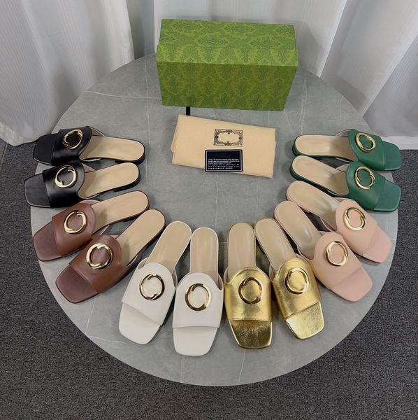 leather slippers flat shoes metal decoration collection design sandals female designer sandals factory shoes with box, Black
leather slippers flat shoes metal decoration collection design sandals female designer sandals factory shoes with box, Black