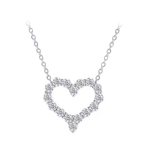 designert'home s925 sterling silver diamond heart necklace female hollow pendant fashion small clavicle chain, Black
designert'home s925 sterling silver diamond heart necklace female hollow pendant fashion small clavicle chain, Black