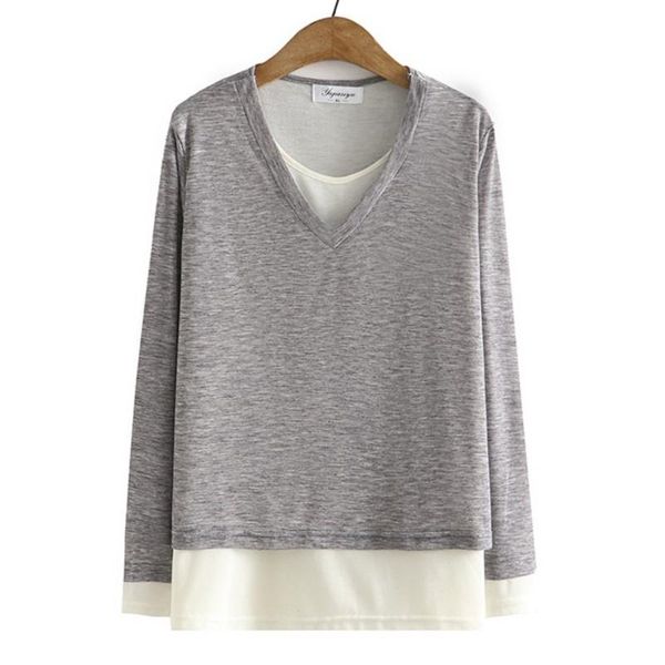 t-shirt 4xl plus size tee women clothing high strecth loose fit cotton false two pieces tshirt casual simple long sleeve autumn, Black
t-shirt 4xl plus size tee women clothing high strecth loose fit cotton false two pieces tshirt casual simple long sleeve autumn, Black