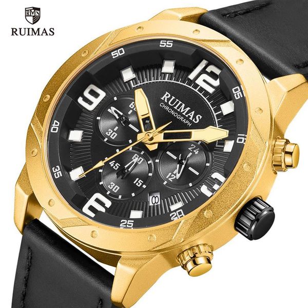 ruimas luxury gold watches men leather strap military casual wristwatch man chronograph quartz watch relogio masculino clock 595257y, Slivery;brown
ruimas luxury gold watches men leather strap military casual wristwatch man chronograph quartz watch relogio masculino clock 595257y, Slivery;brown
