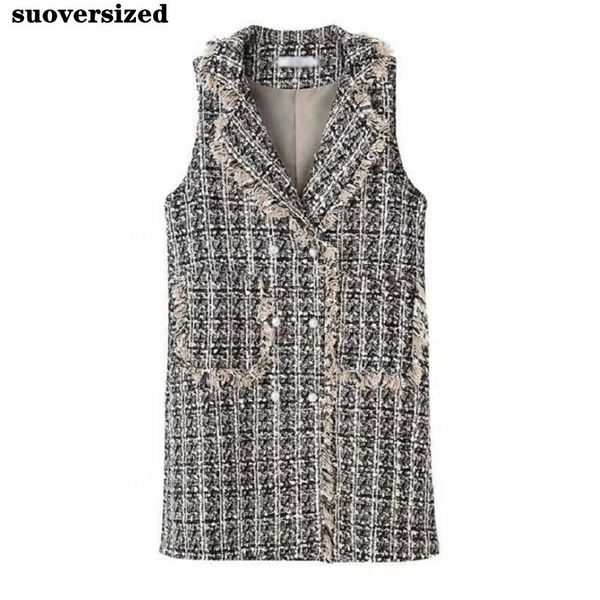 vests oversized 5xl midlength fall winter plaid tweed vest women warm coat sleeveless jacket vintage outwear elegant overcoat gilets, Black;white
vests oversized 5xl midlength fall winter plaid tweed vest women warm coat sleeveless jacket vintage outwear elegant overcoat gilets, Black;white