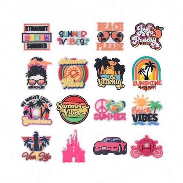 summer vibes beach shoe charms custom classic 3d pvc accessory women men black clogs bad bunny clog decoration croc charms, White;pink
summer vibes beach shoe charms custom classic 3d pvc accessory women men black clogs bad bunny clog decoration croc charms, White;pink
