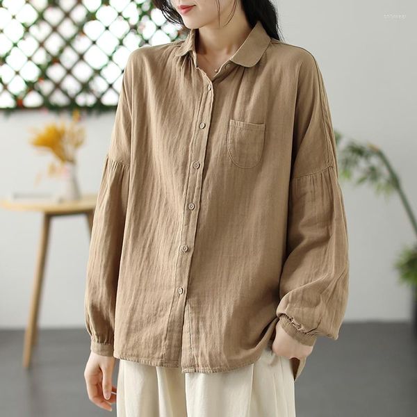 Women's Blouses Cottton Women Shirt Solid Color Long Sleeve Cardigan 2023 Spring Summer Pockets Loose Casual Basic Tops Female YoYiKamomo, Khaki
Women's Blouses Cottton Women Shirt Solid Color Long Sleeve Cardigan 2023 Spring Summer Pockets Loose Casual Basic Tops Female YoYiKamomo, Khaki