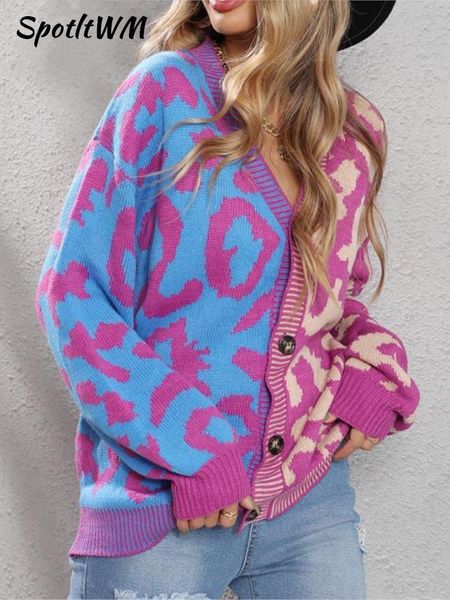 sweaters autumn winter pink leopard print cardigan women knitted sweater vneck female 2022 loose button coat warm cardigan for ladies, White;black
sweaters autumn winter pink leopard print cardigan women knitted sweater vneck female 2022 loose button coat warm cardigan for ladies, White;black