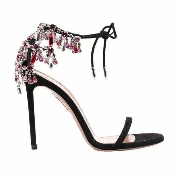 fashion women's shoes leather crystal shoes aquazzura women's shoes high-heeled sandals luxury designer wedding dance factory wome, Black
fashion women's shoes leather crystal shoes aquazzura women's shoes high-heeled sandals luxury designer wedding dance factory wome, Black