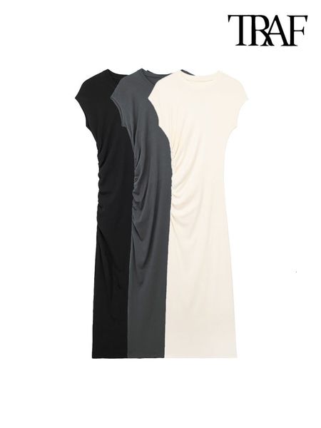 casual dresses traf women fashion side ruched midi dress vintage o neck sleeveless female vestidos mujer 230421, Black;gray
casual dresses traf women fashion side ruched midi dress vintage o neck sleeveless female vestidos mujer 230421, Black;gray
